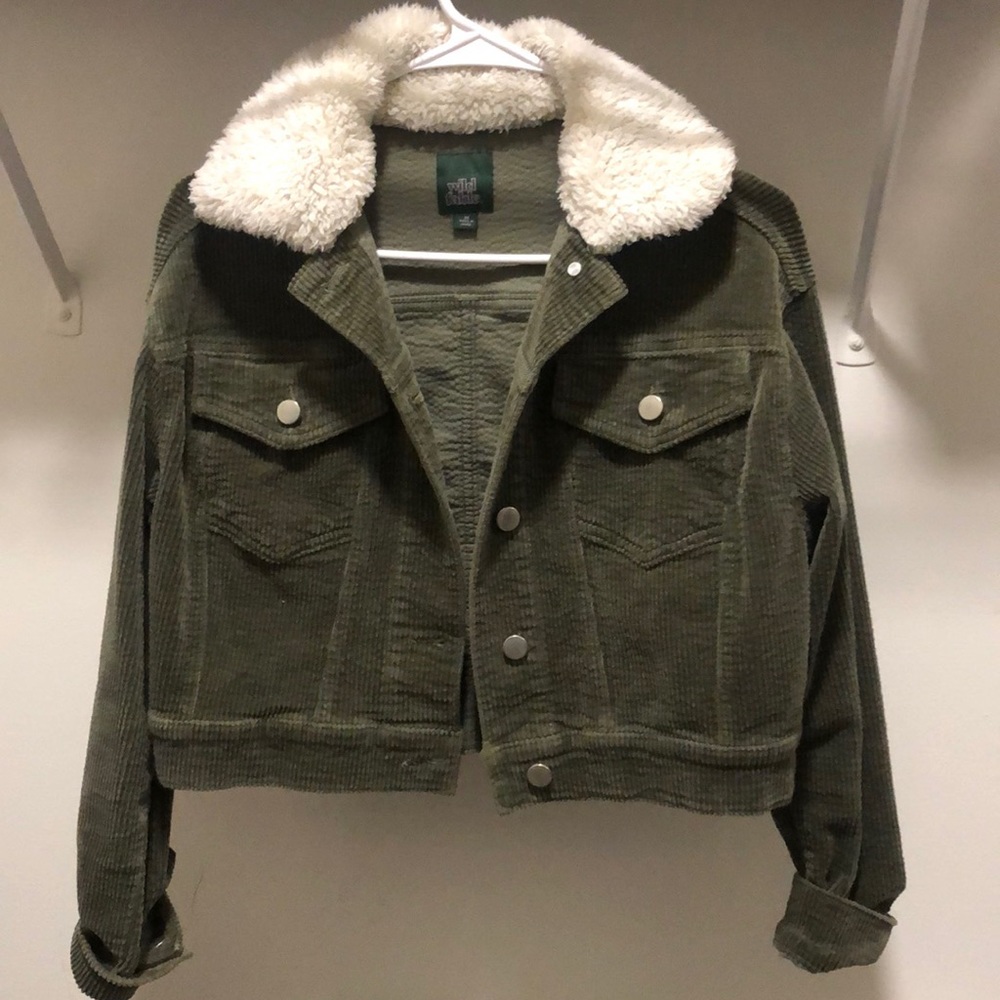 Army green Corduroy crop jacket